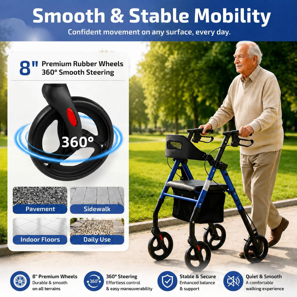 Rollator Walker with Seat 350 lb Capacity A618