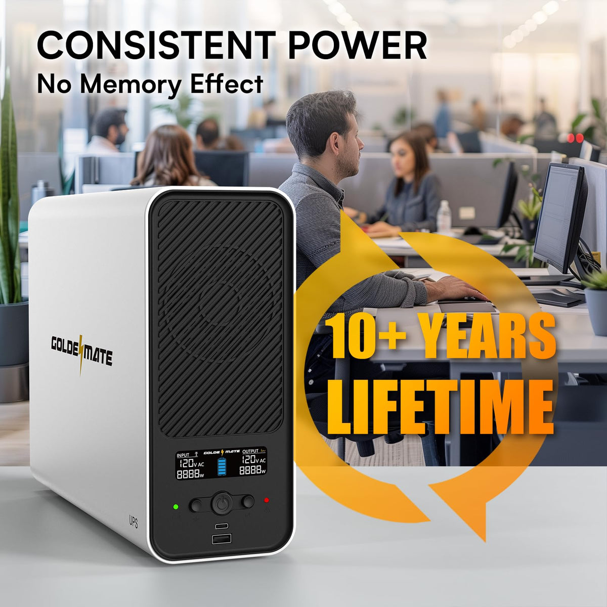 White 1500VA/1000W Lithium UPS Battery Backup & Surge Protector C335388
