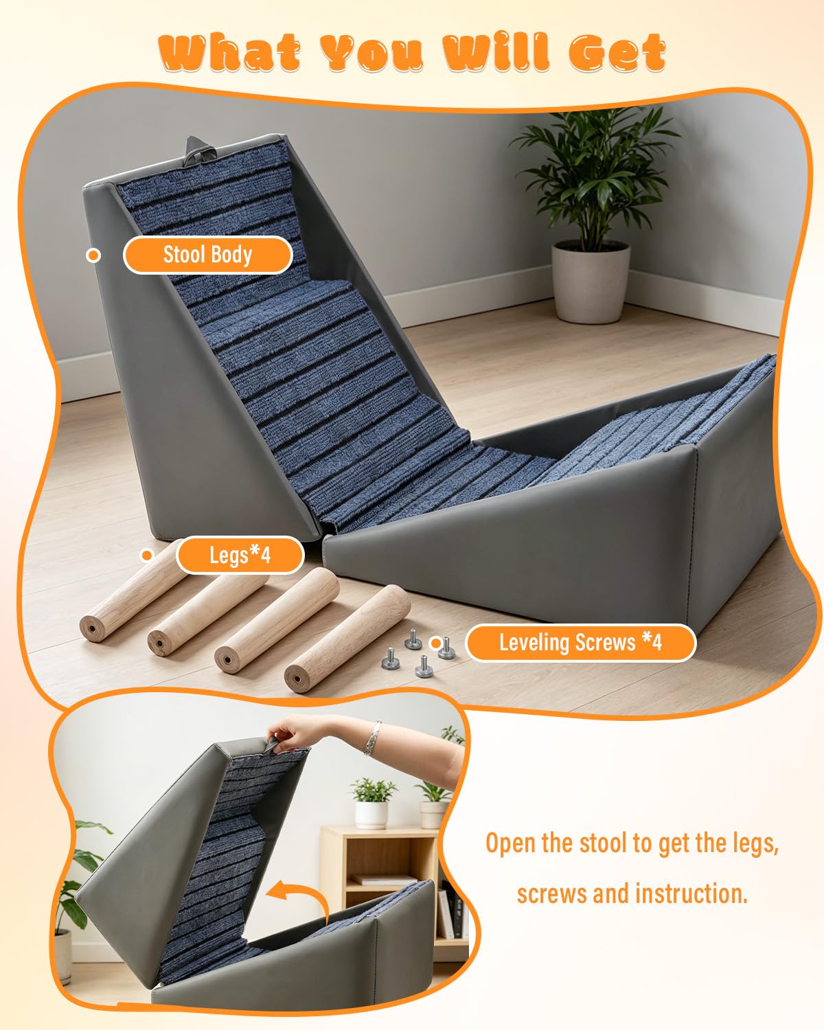Foldable 4 Steps Non-Slip Pet Stairs Z3422