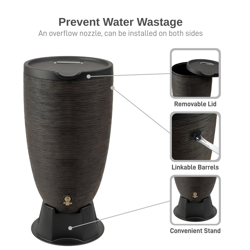 50-Gallon Rain Barrel with Stand and Removable Lid V856