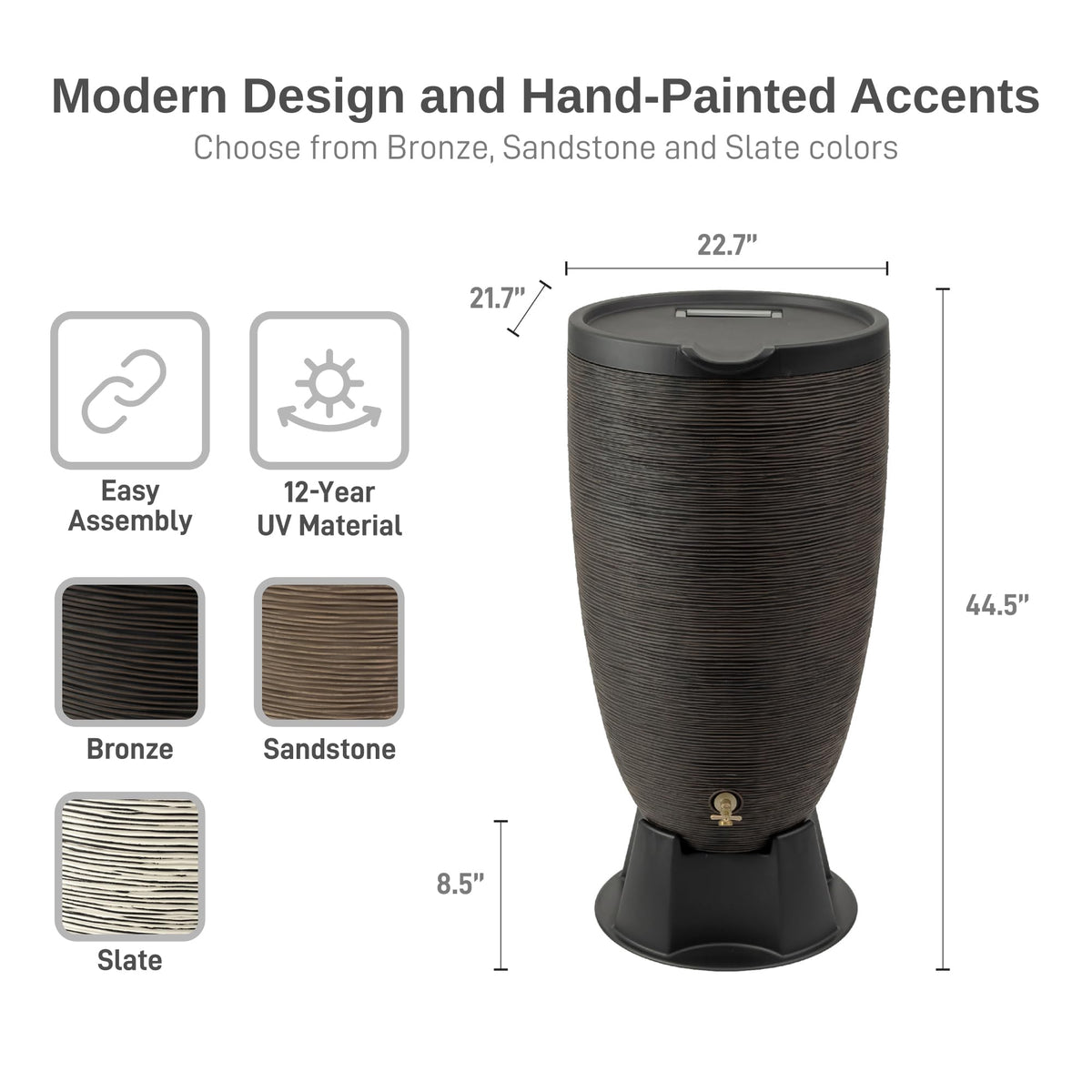 50-Gallon Rain Barrel with Stand and Removable Lid V856