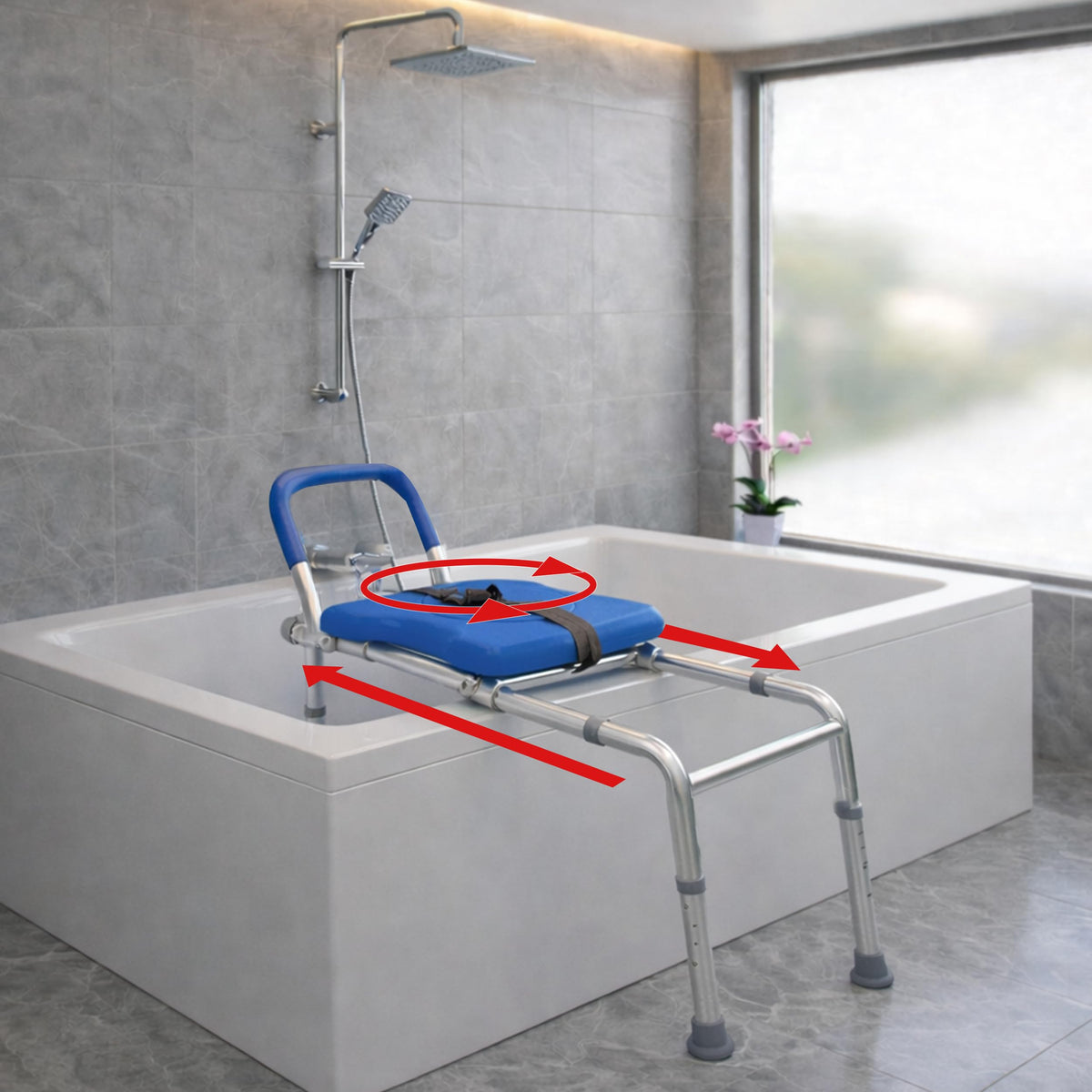 Sliding Transfer Bench with Rotating Seat Y65340