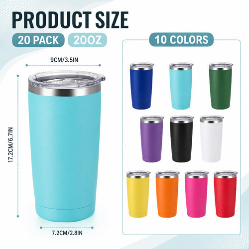 20 Pack 20oz Stainless Steel Insulated Tumbler O50230