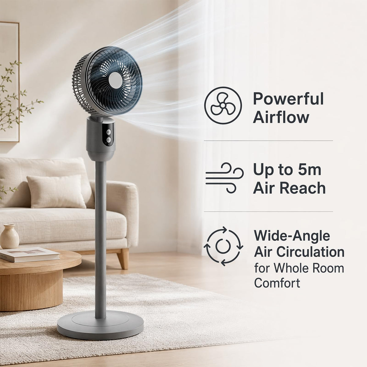 Super Quiet Adjustable Pedestal Fan S5732
