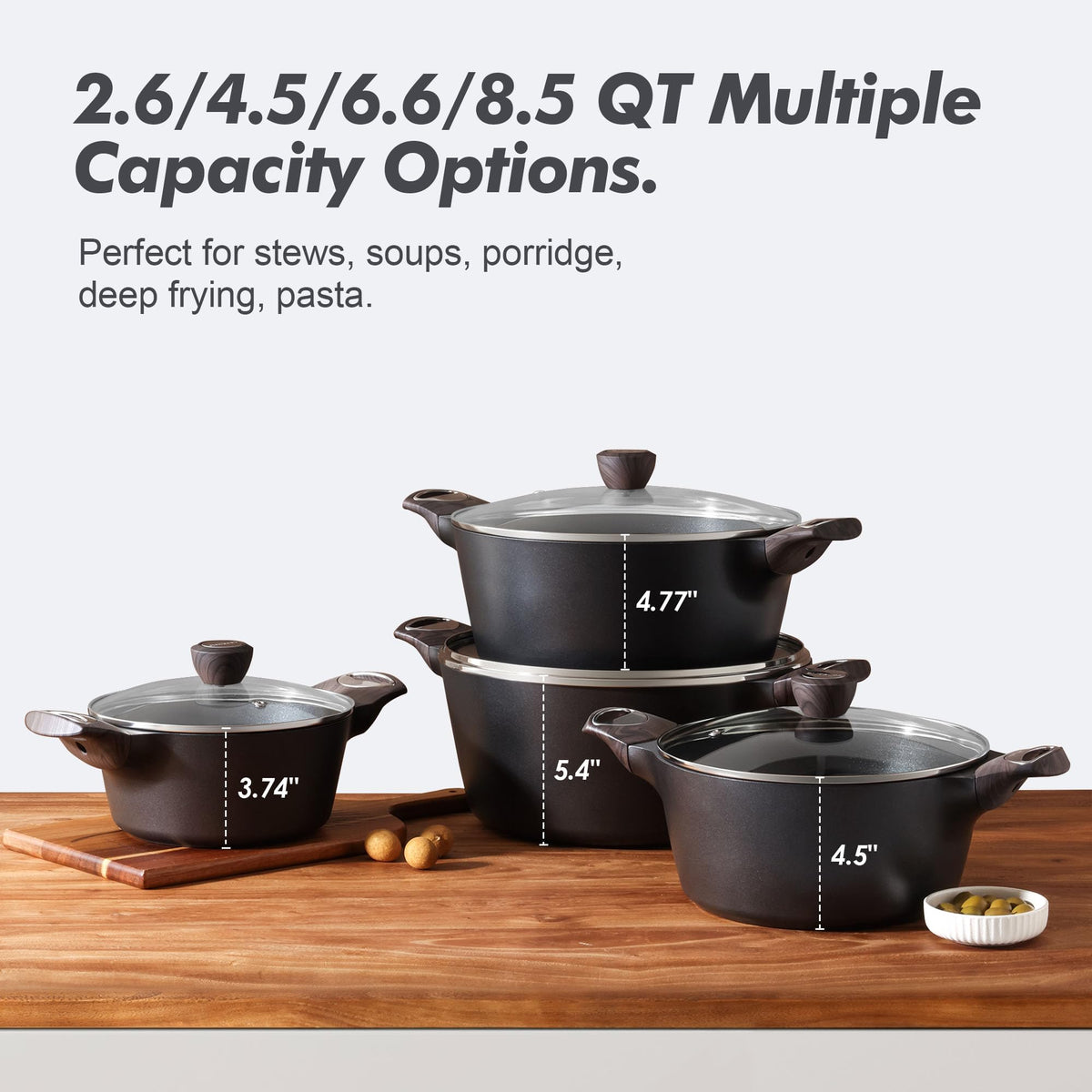 Nonstick Stock Pot with Lid 6.6 QT Black F96427