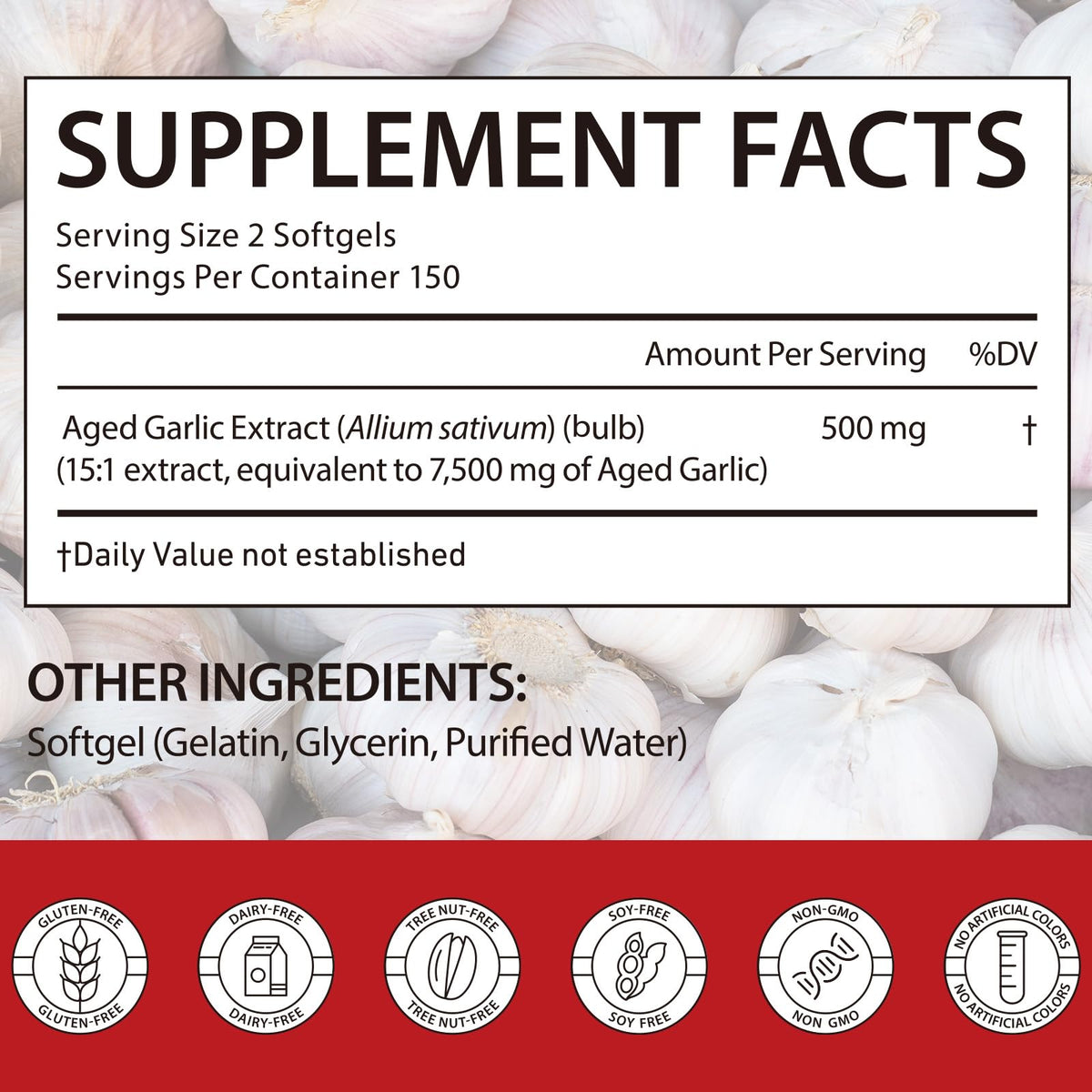 2 Years Aged Garlic Extract Capsules 300 Count Gluten-Free K5661