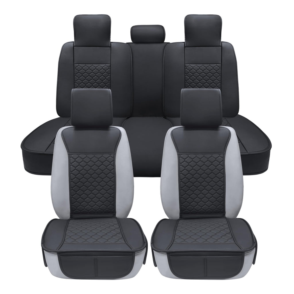 Leather Waterproof Car Seat Cover Full Set Black M9499