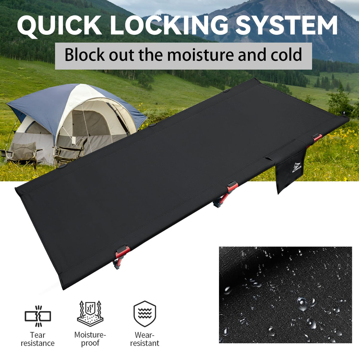 Portable Camping Cot Black Q139