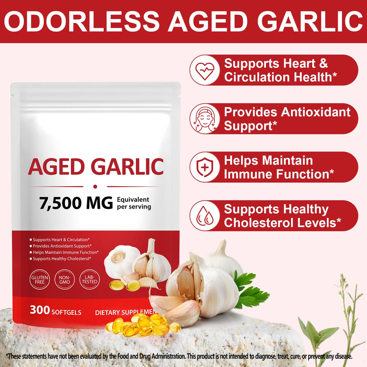 2 Years Aged Garlic Extract Capsules 300 Count Gluten-Free K5661