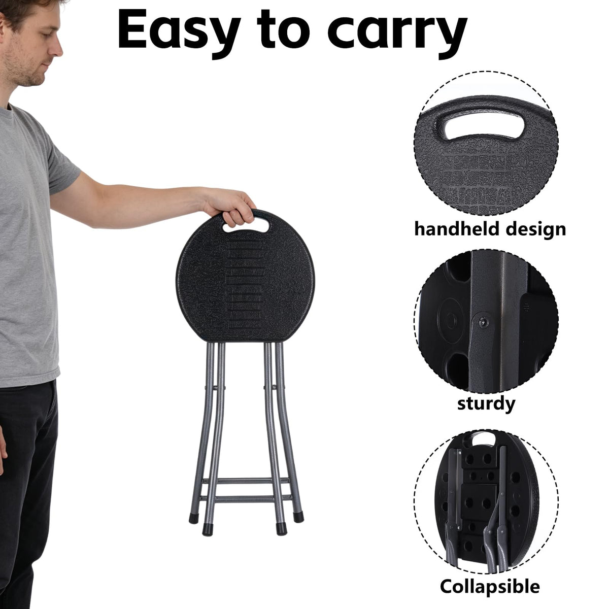 2 Pack 18-Inch Folding Stools with Handle N883263