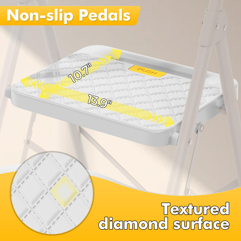 2 Step Folding Steel Ladder with Handrails S2664