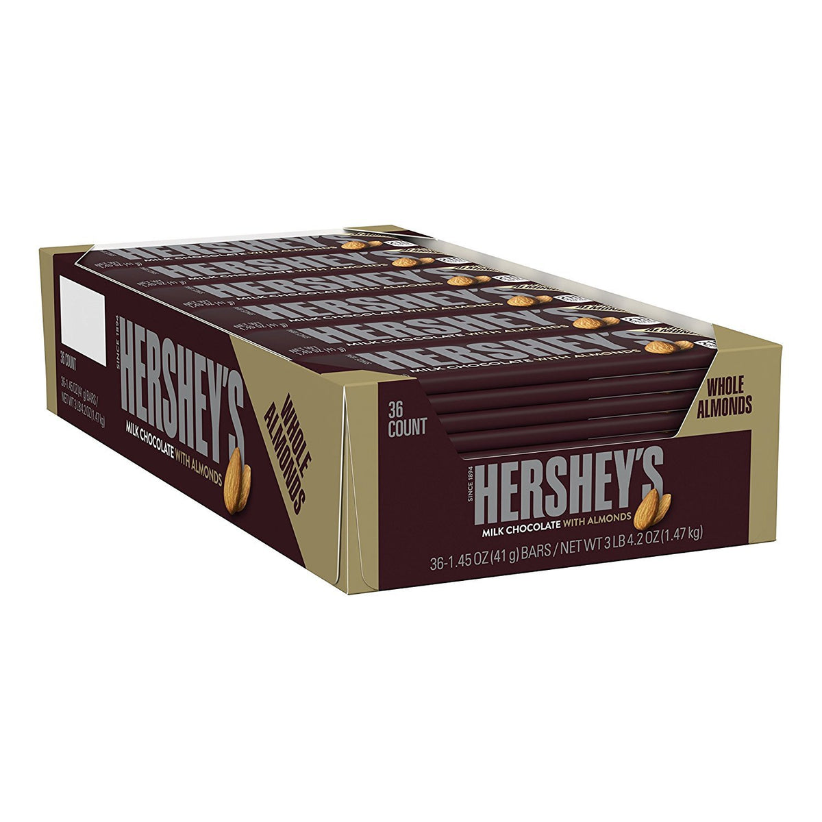 Chocolate Candy Bar with Almonds, 36 Count Z1527