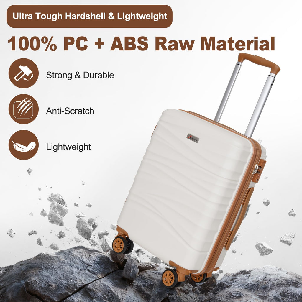 Expandable 21" Carry On Hardshell Luggage with Spinner Wheels, White R76852