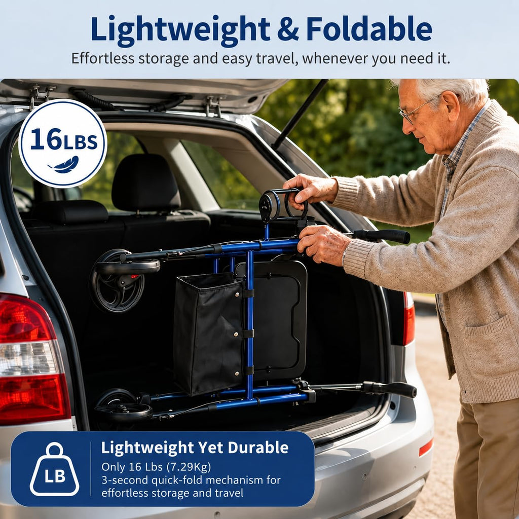 Rollator Walker with Seat 350 lb Capacity A618