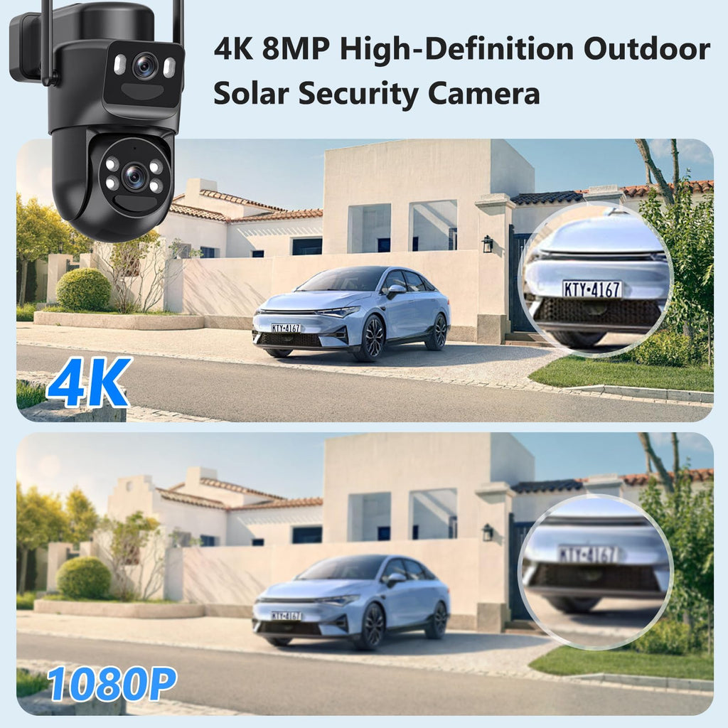 4K Solar Security Camera Wireless Outdoor Battery Powered 360°PTZ P92358