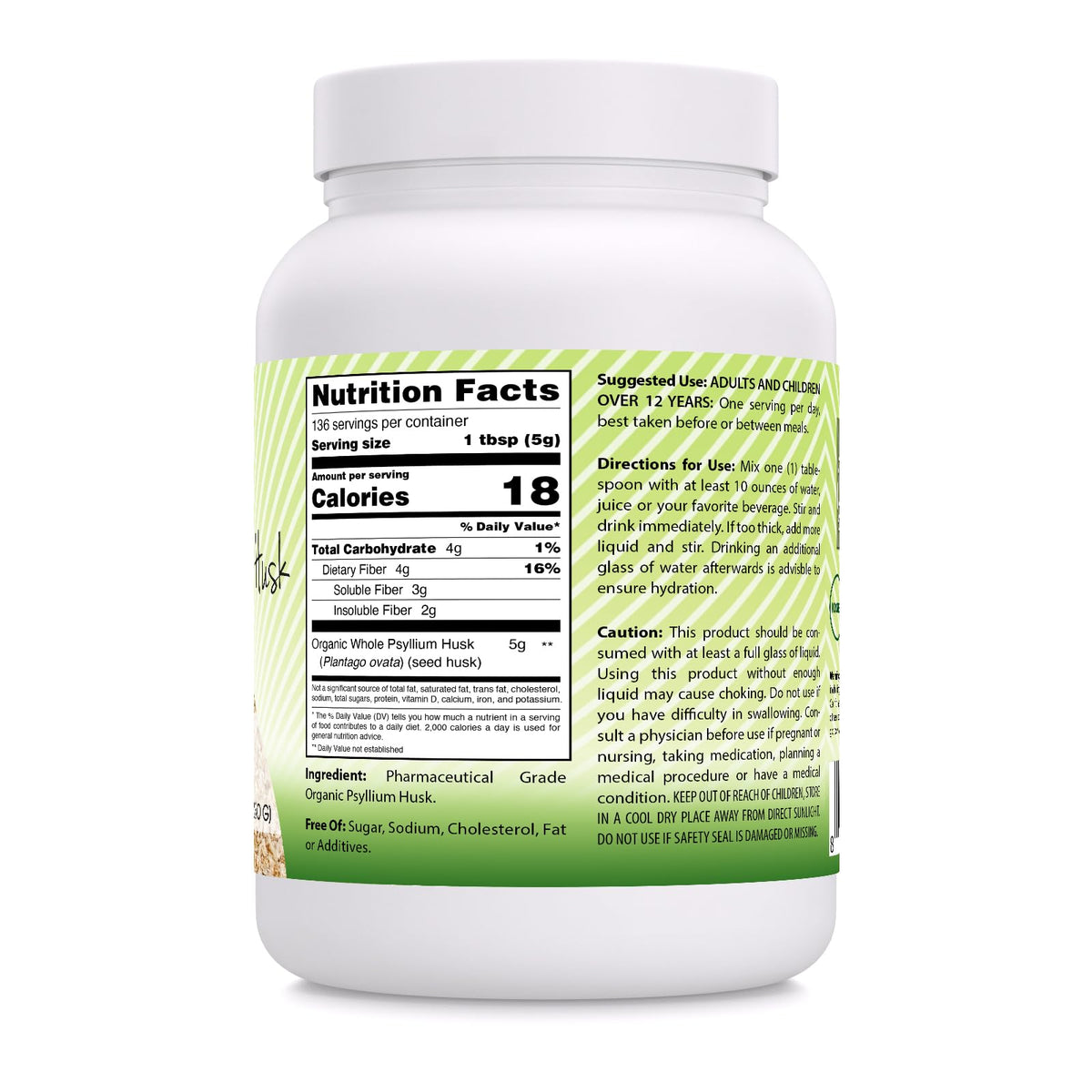 Organic Whole Psyllium Husk Powder 24 Oz N88678