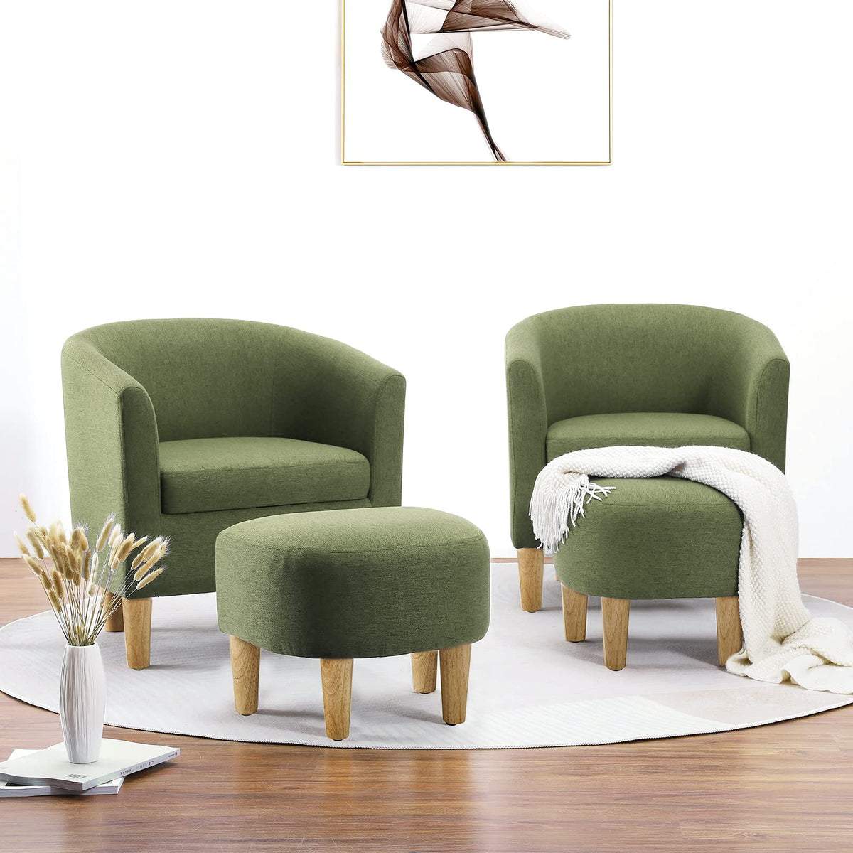Green Accent Chair with Ottoman L8787
