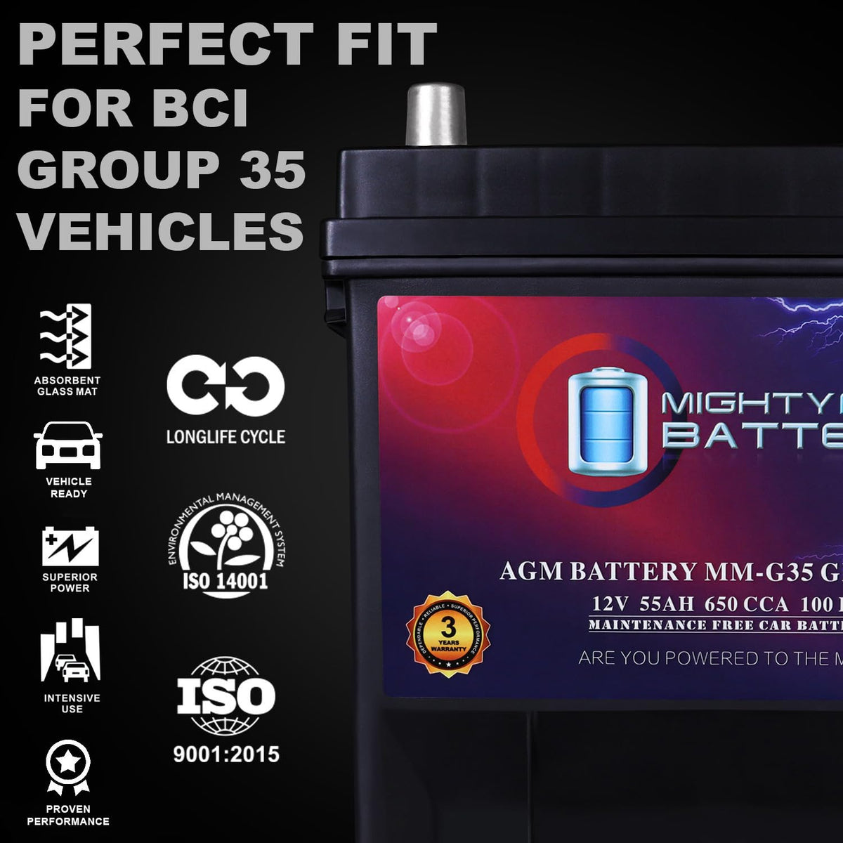 12V 55Ah AGM Replacement Battery G236704