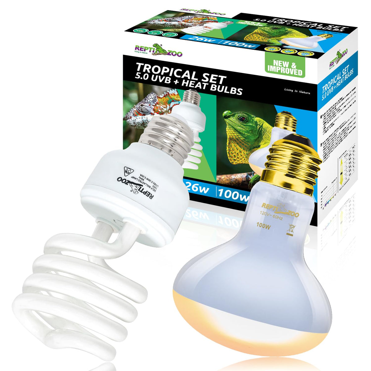 Reptile Heat Lamp Combo Pack with Dual Light Fixture W8174