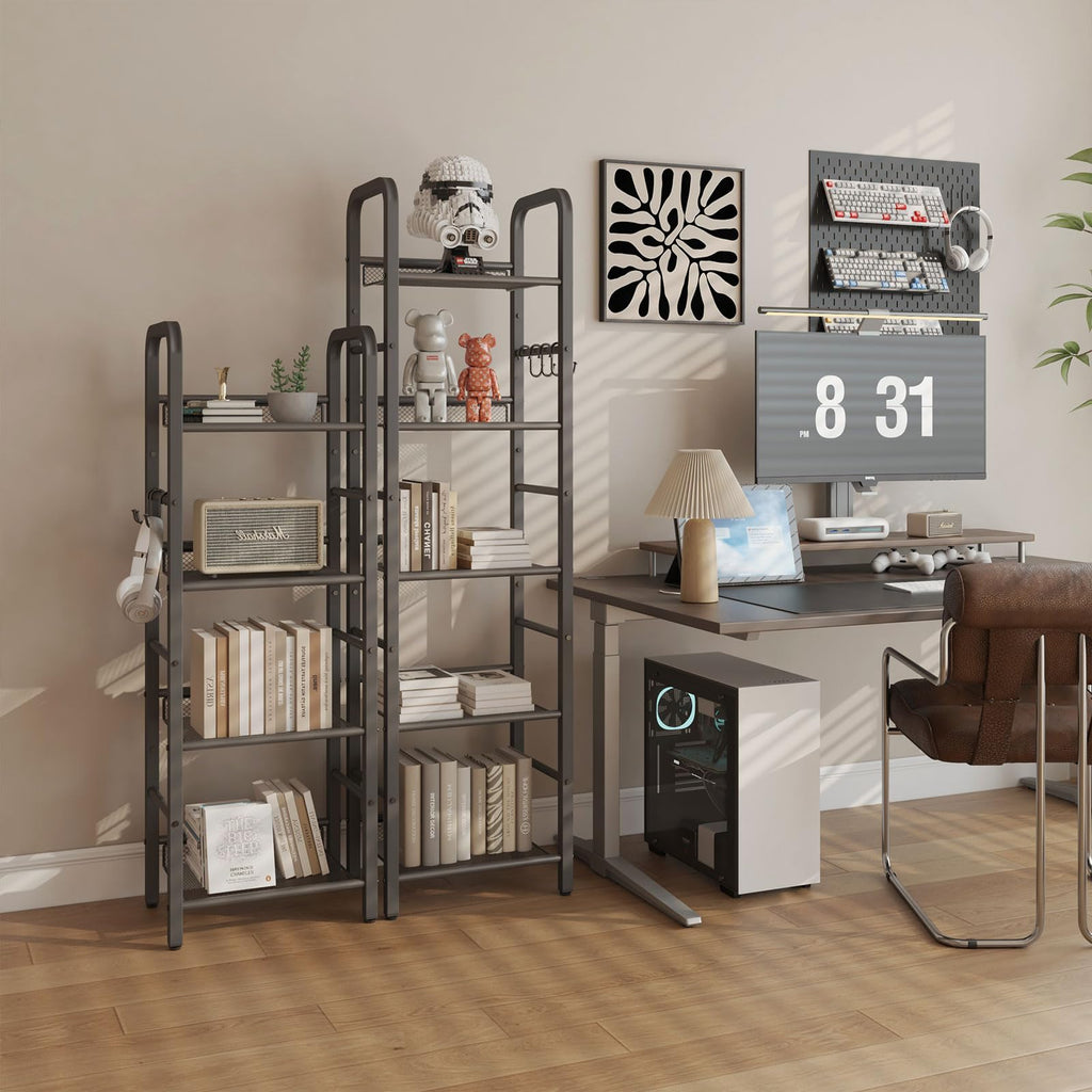 5 Tier Black Metal Bookshelf O89646