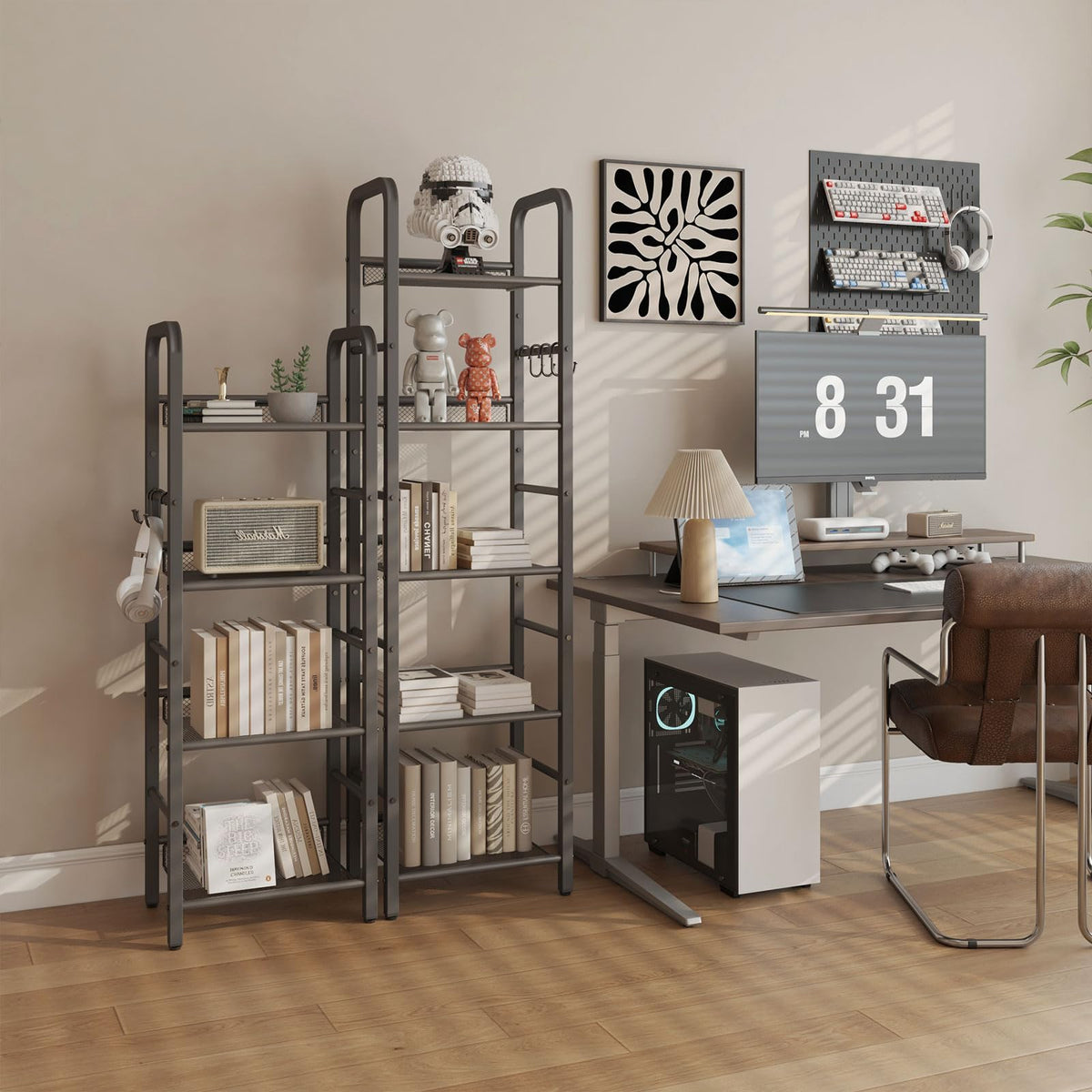 5 Tier Black Metal Bookshelf O89646
