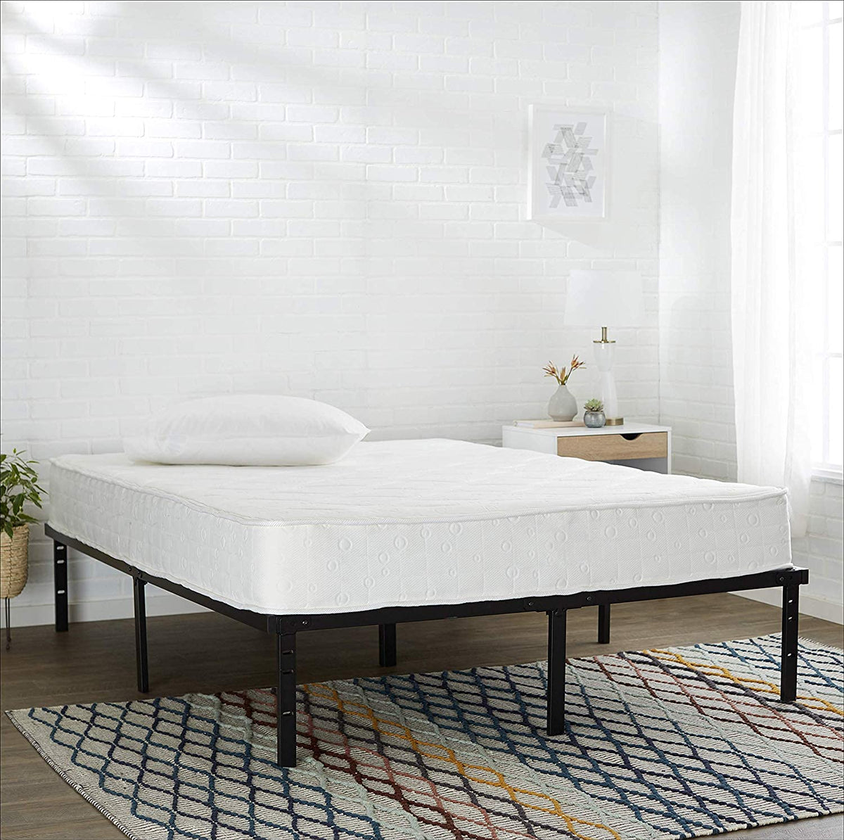 Queen Size Black Steel Platform Bed Frame E77679