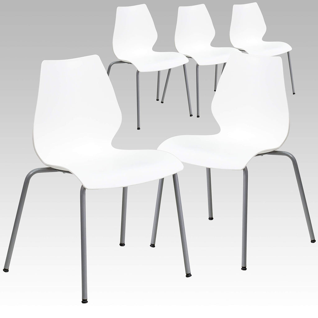 White Plastic Stacking Chairs Set of 5 W834