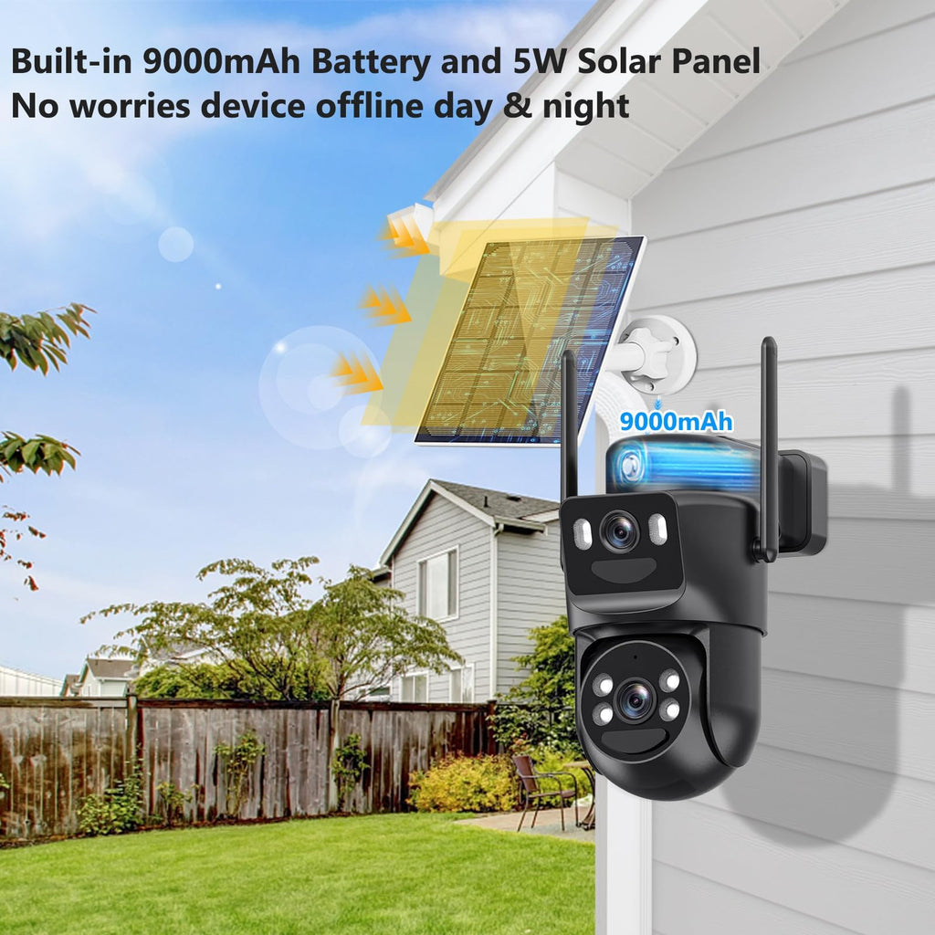 4K Solar Security Camera Wireless Outdoor Battery Powered 360°PTZ P92358