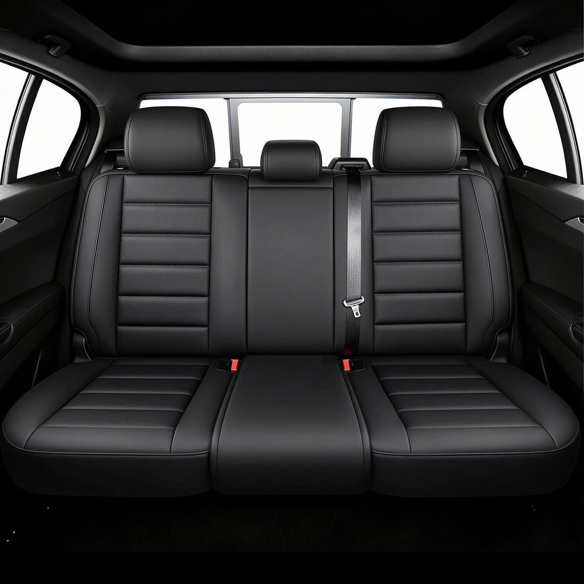 Waterproof Nappa Leather Car Seat Covers 5 Seats Black Red Y532