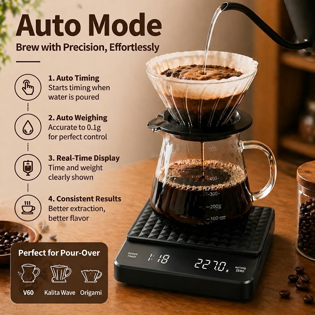 Rechargeable Digital Coffee Scale with Timer Q835276