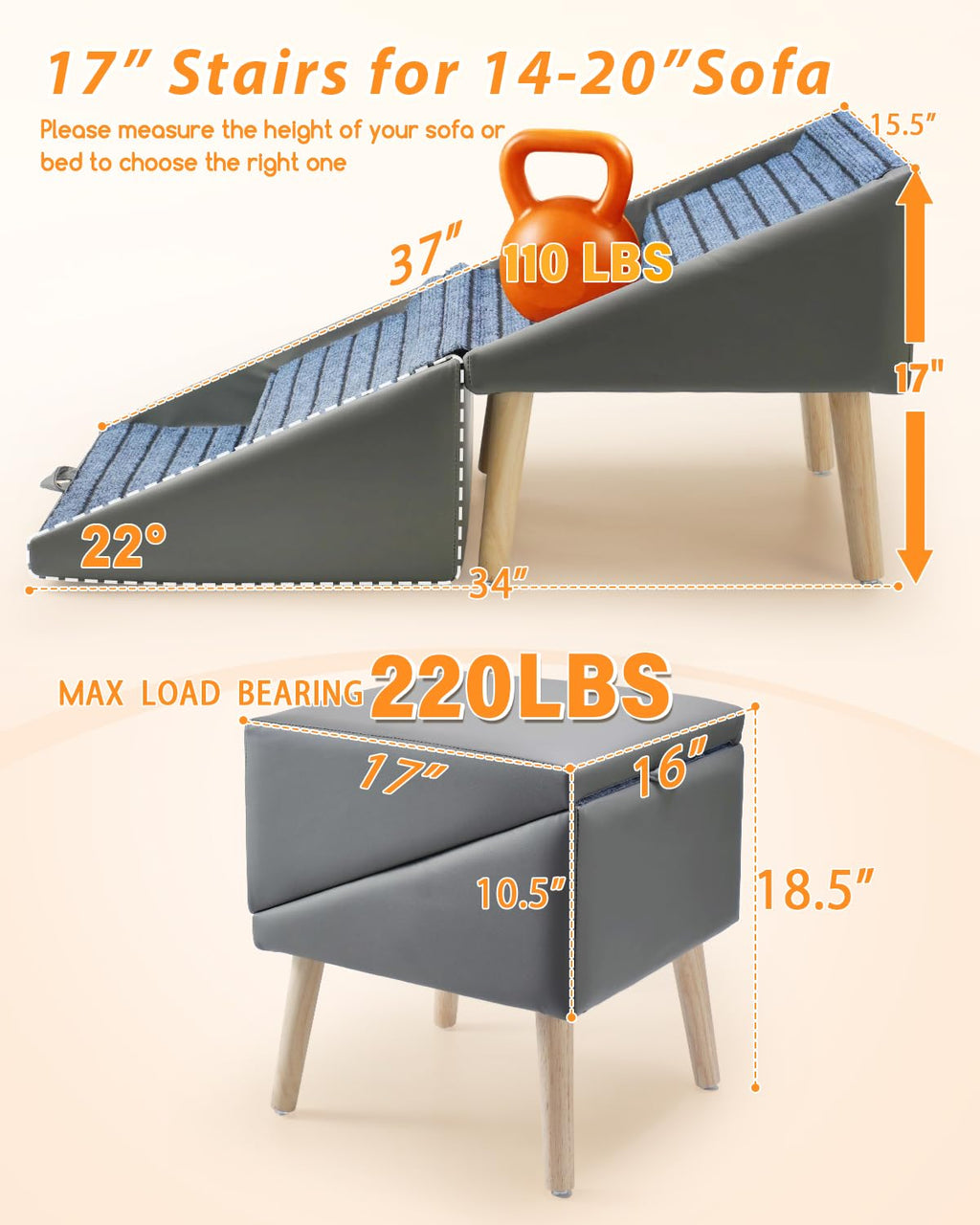 Foldable 4 Steps Non-Slip Pet Stairs Z3422