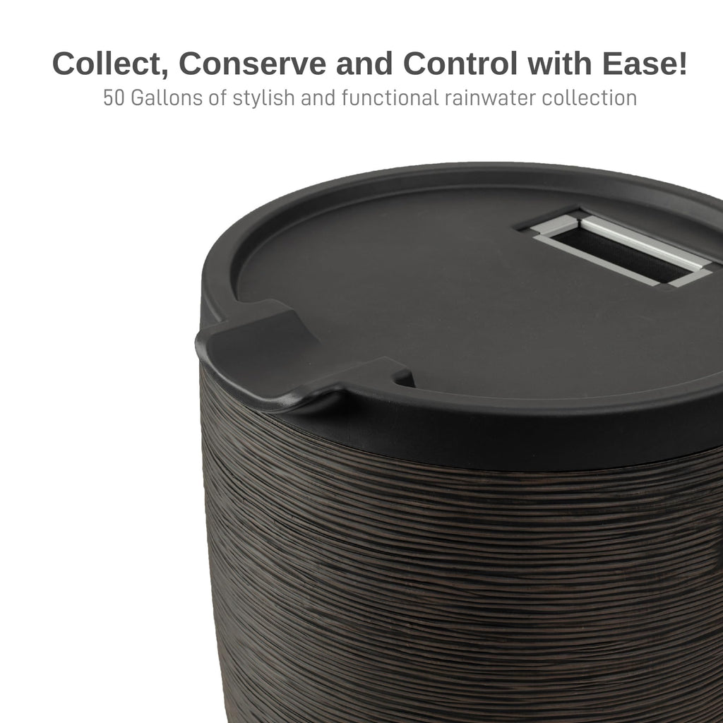 50-Gallon Rain Barrel with Stand and Removable Lid V856