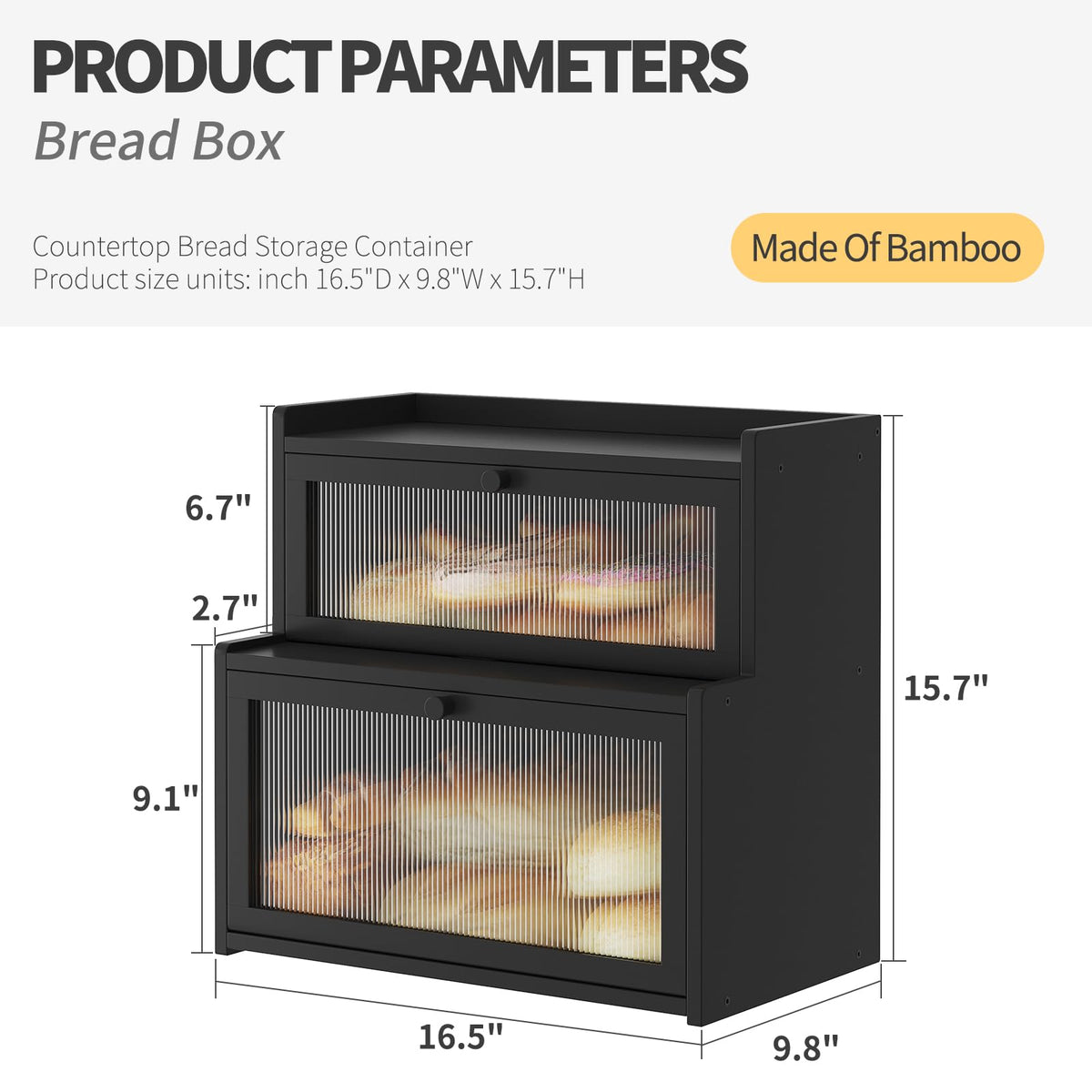 Bamboo Bread Box with Window B854