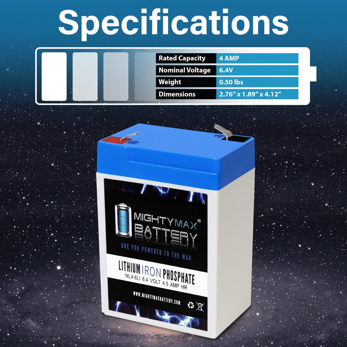 6V 4.5AH Lithium Replacement Battery C606615