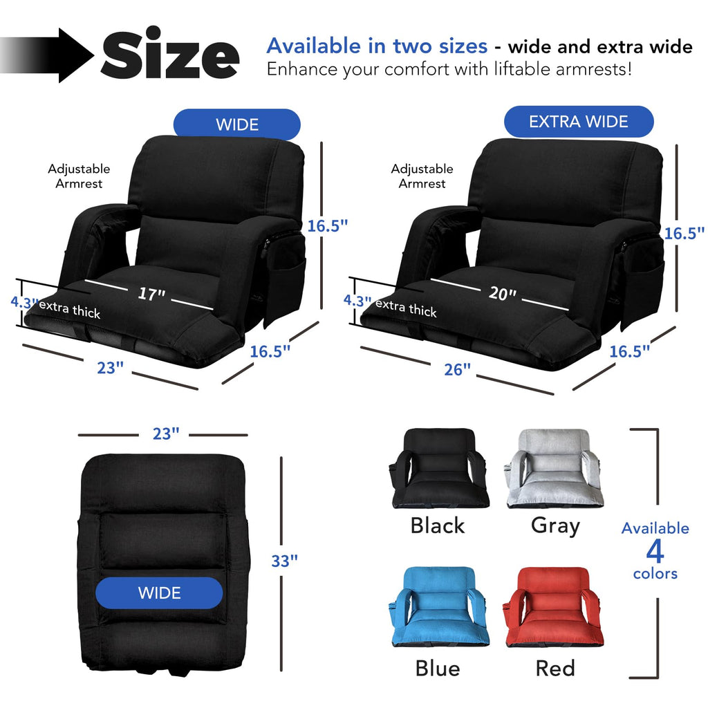 Black Wide Stadium Seats with Back Support O900