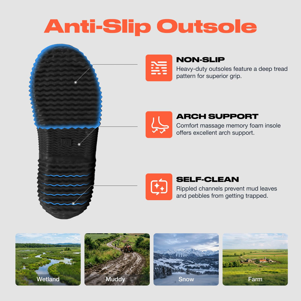 Women's Waterproof Insulated Neoprene Rubber Rain Boots O2866