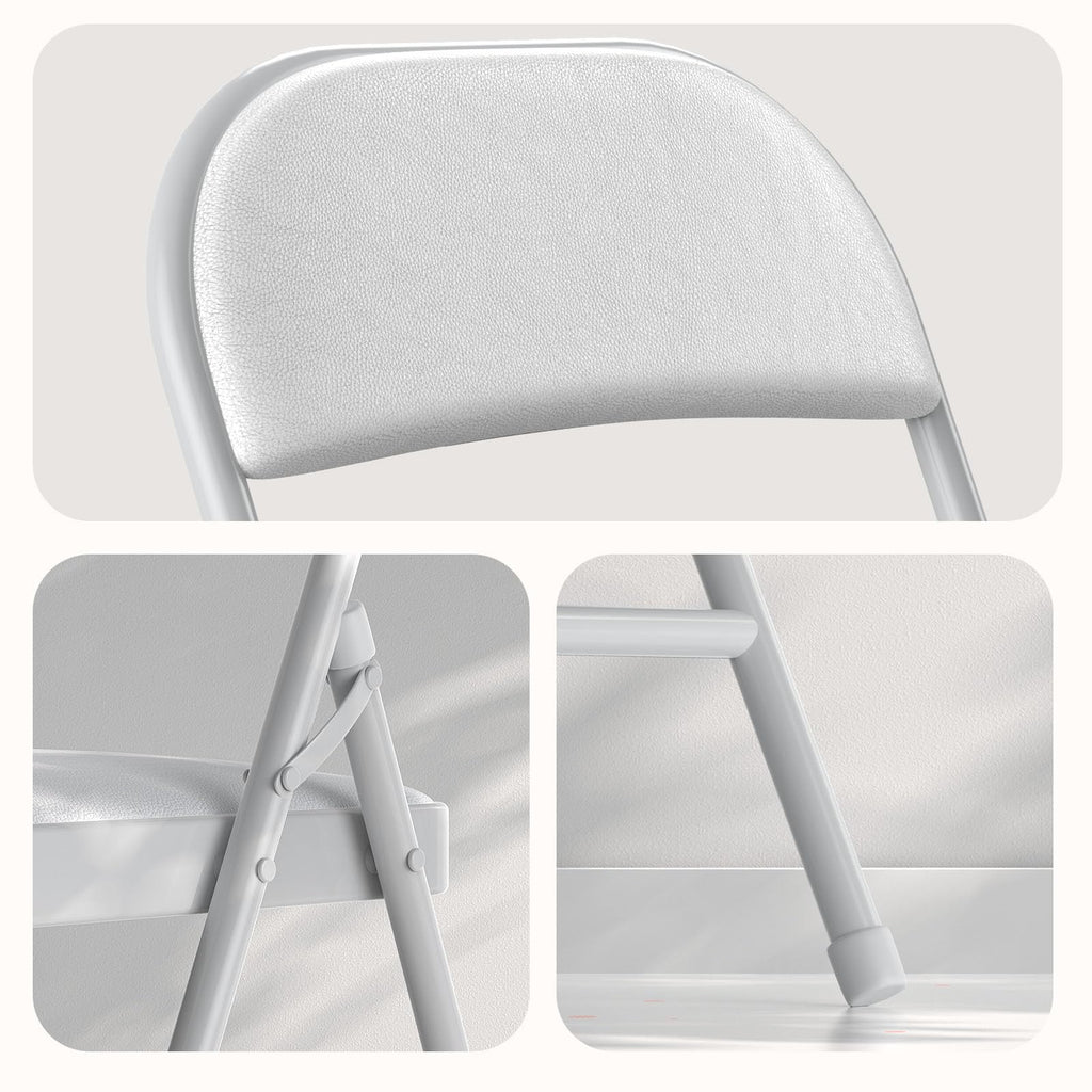 White Vinyl Padded Folding Chairs 4 Pack X6275