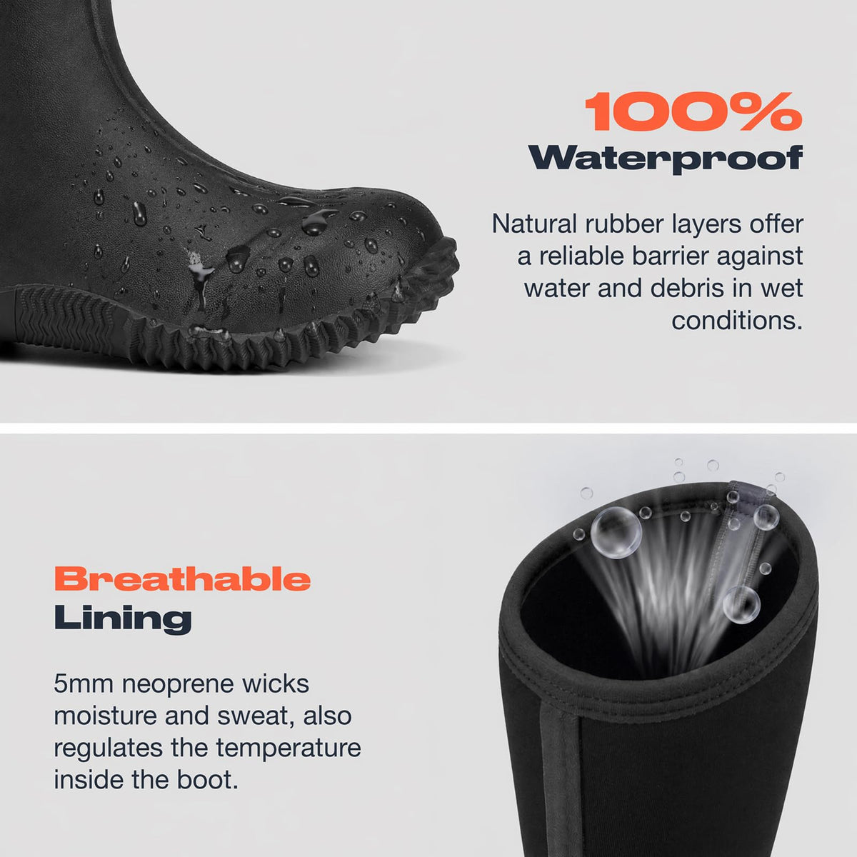 Women's Waterproof Insulated Neoprene Rubber Rain Boots O2866