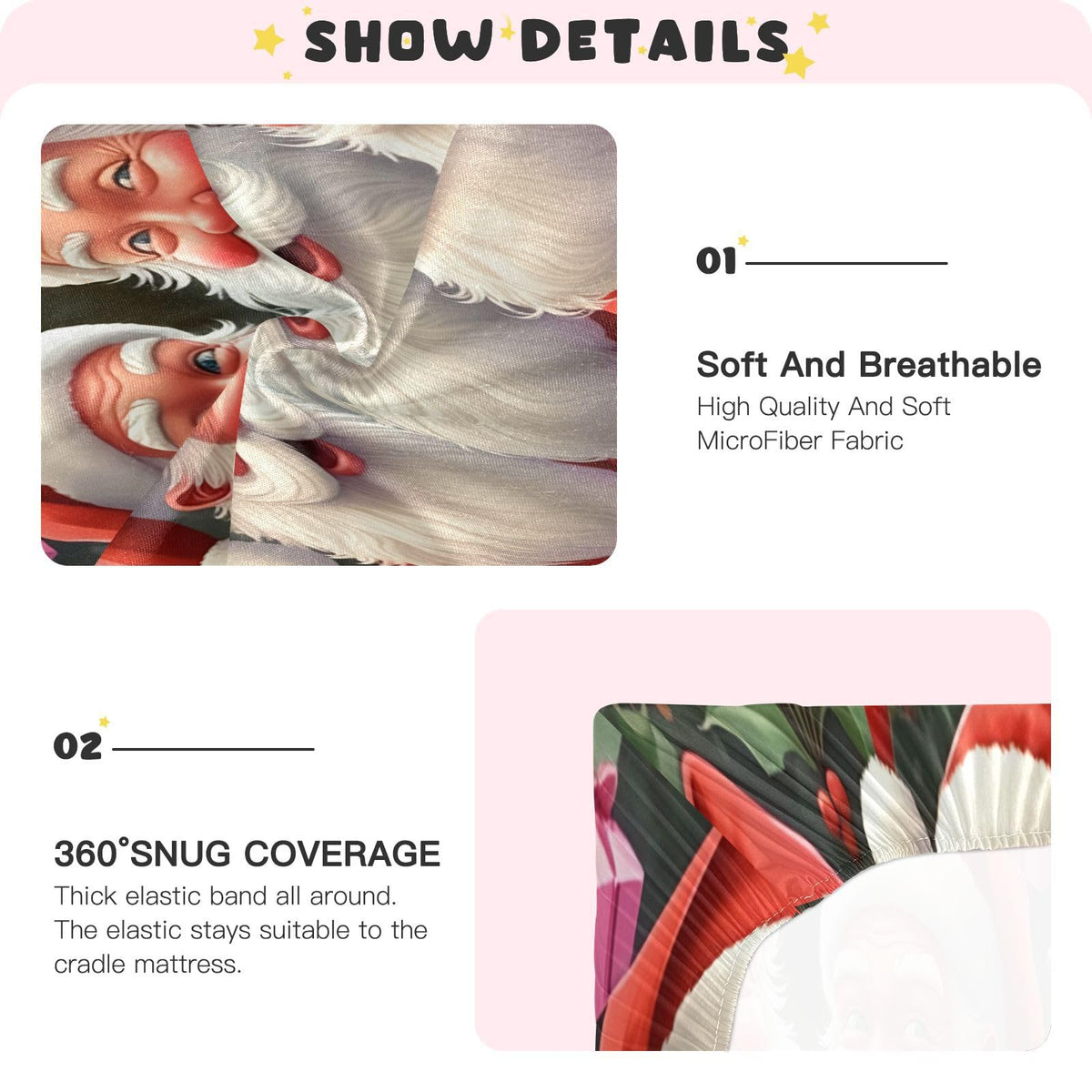 Santa Crib Sheet 52" x 28" E70829