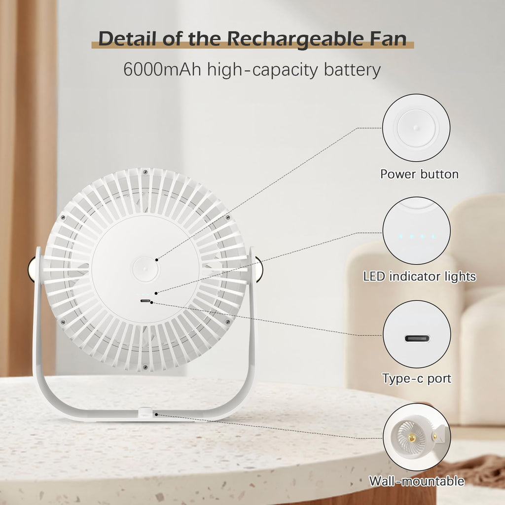 Portable Rechargeable 8 Inch Desk Fan K250649