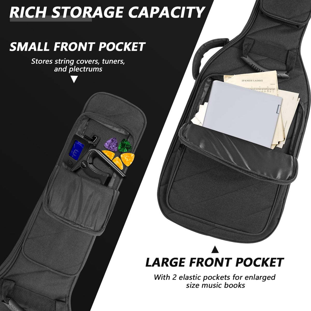 Electric Guitar Case with 0.7 Inch Thick Padding 3 Pockets J785