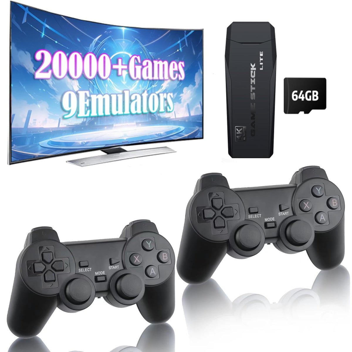 Retro Game Console Plug and Play 4K HDMI 15 Classic Emulators Dual 2.4G Wireless Controllers O659117