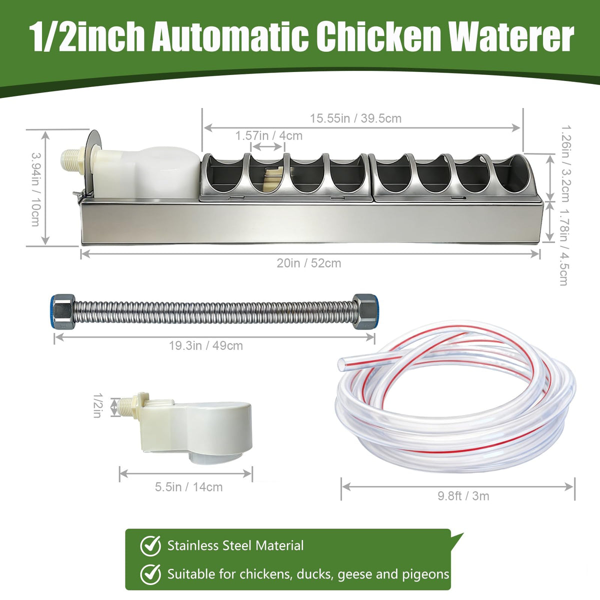 Automatic Stainless Steel Poultry Waterer I762
