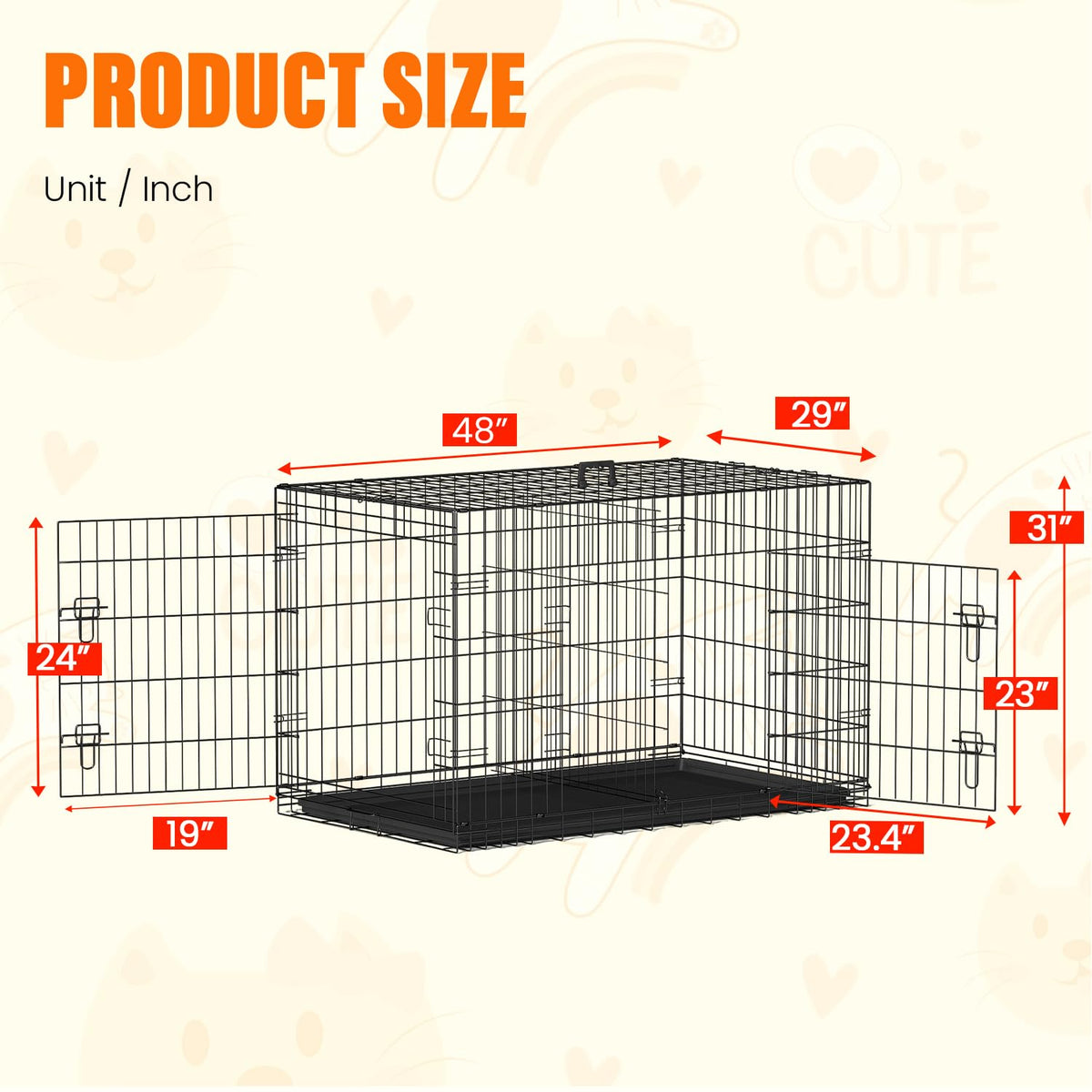 48 Inch Folding Metal Dog Crate F74258