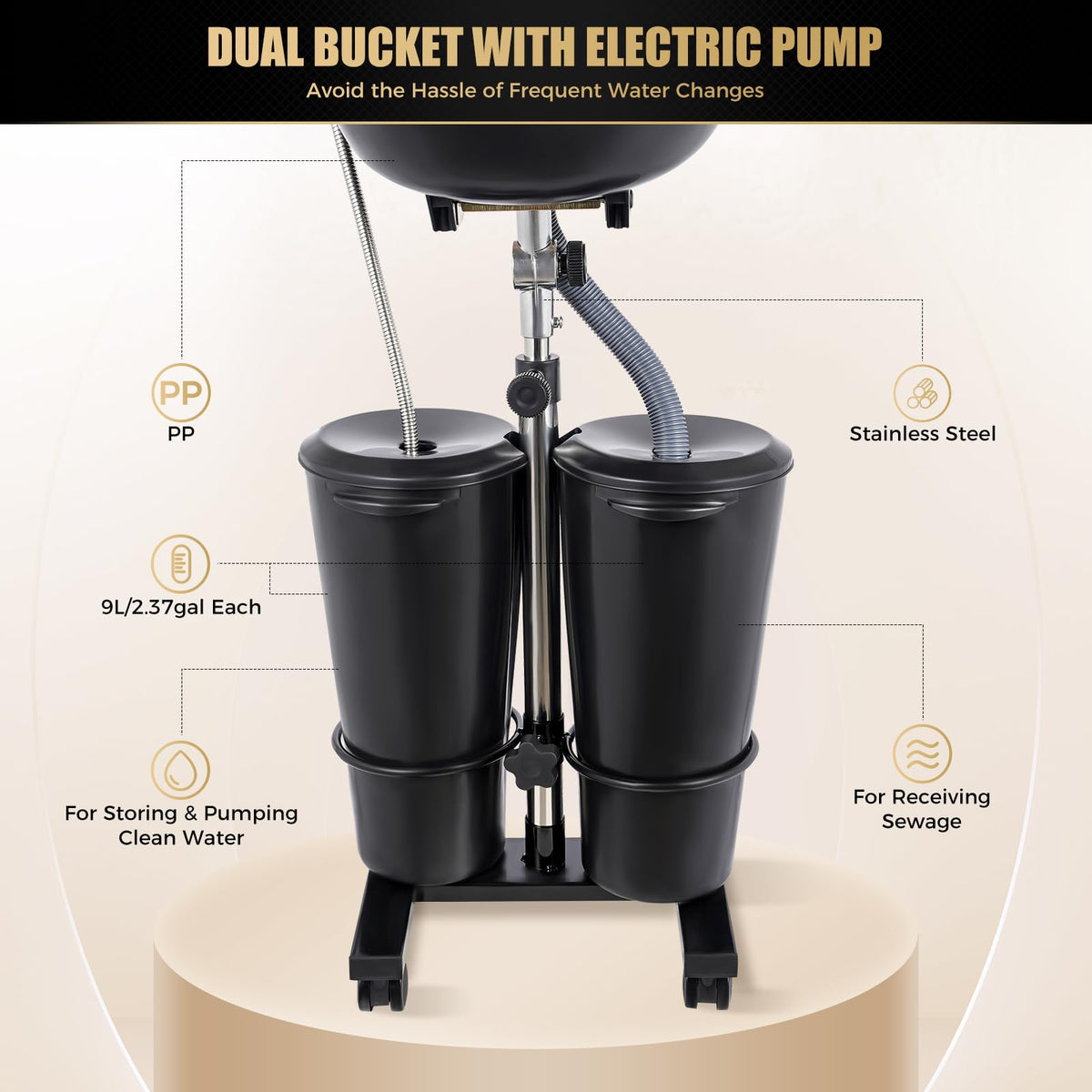 Portable Shampoo Unit with Electric Pump and Drain Hoses Y153