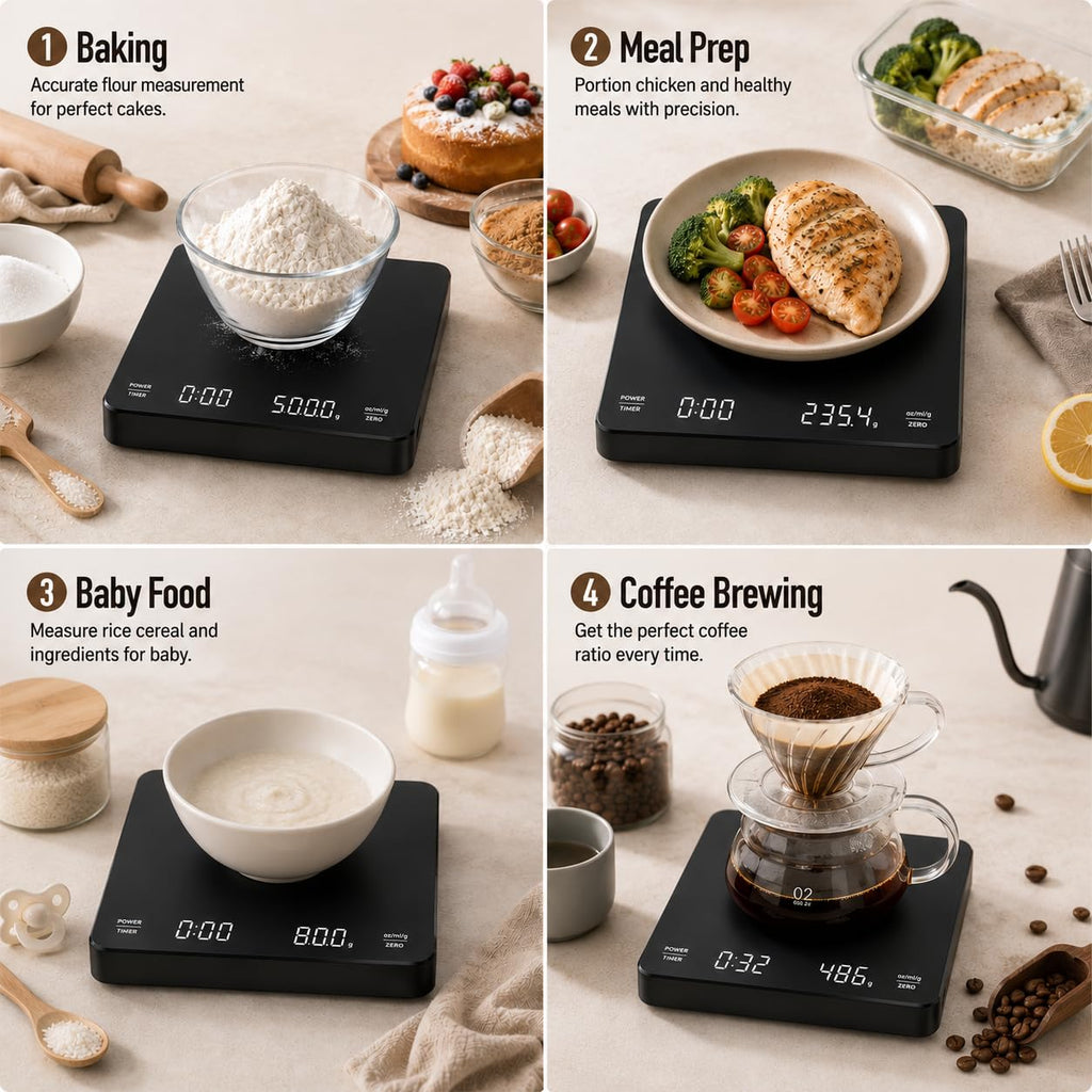 Rechargeable Digital Coffee Scale with Timer Q835276