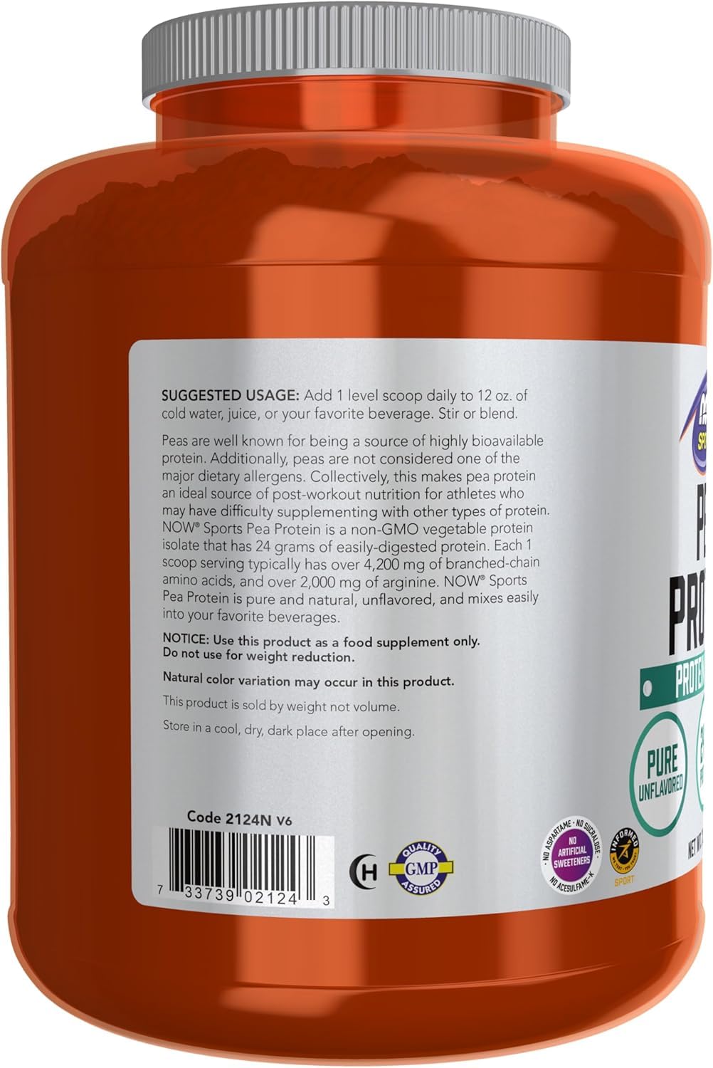 Pea Protein Natural Unflavored Powder 7-Pound N546