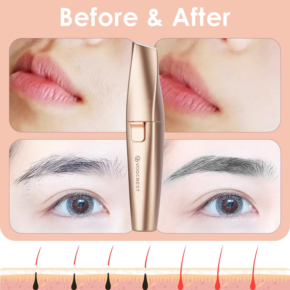 2 in1 Eyebrow Facial Trimmer with Replacement Heads N363