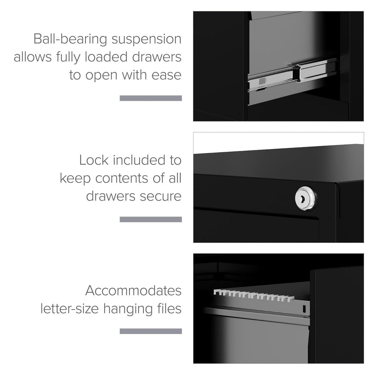 22" Deep 4 Drawer Letter Width Steel Vertical File Cabinet, Black P910689