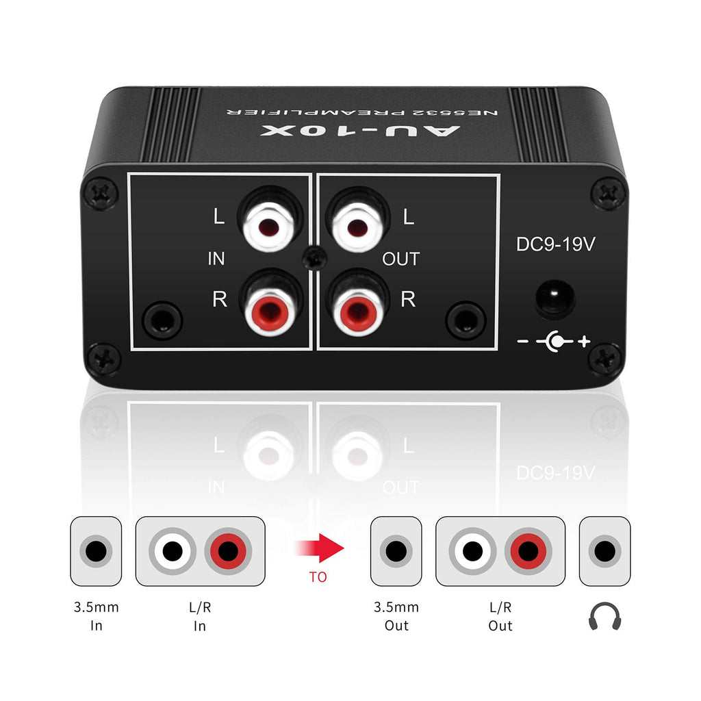 Stereo Audio Preamplifier, Headphone Amplifier, Phono Turntable Preamp with RCA 3.5mm Input Output G473